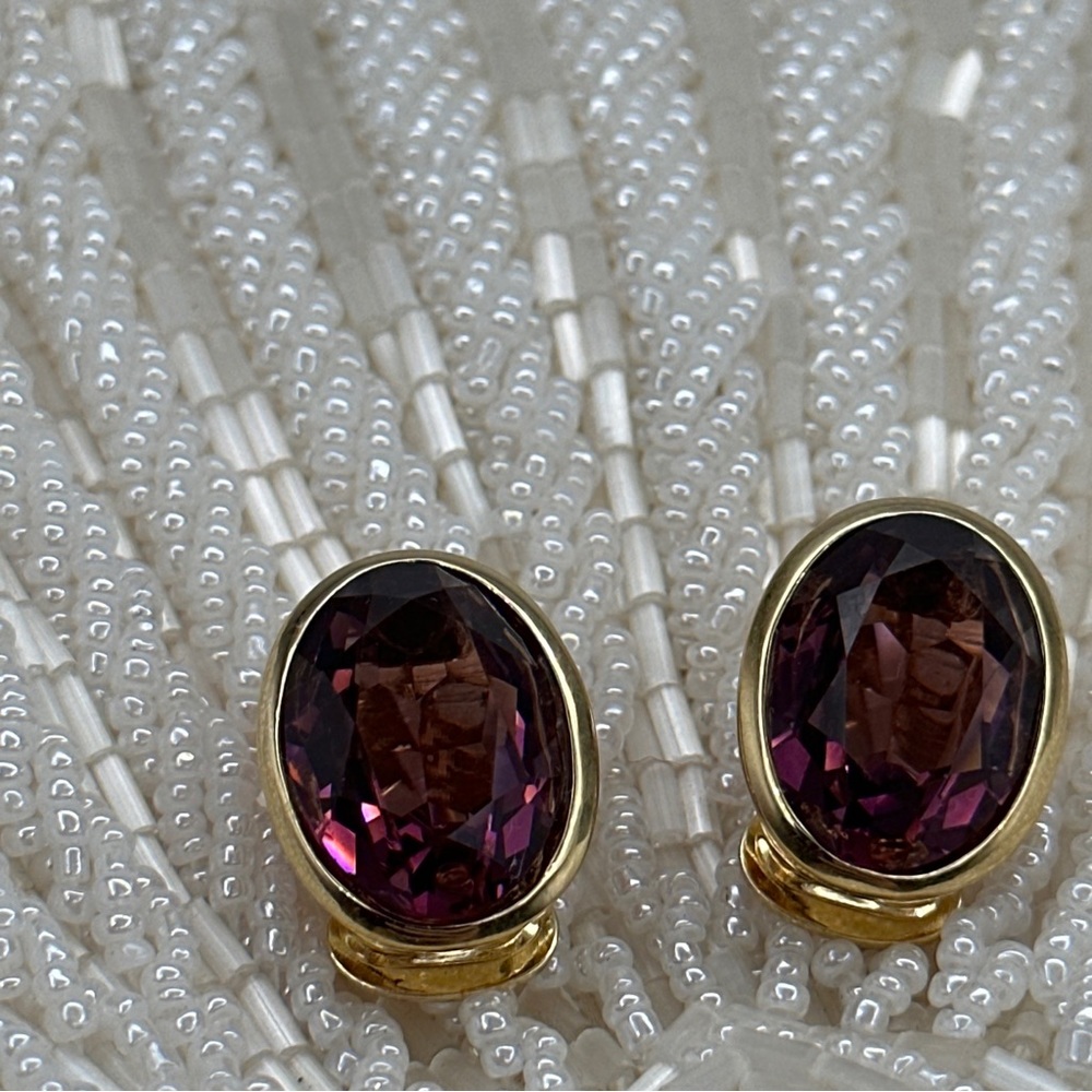 Vintage‎ Christian DIOR Amethyst Crystal Earrings #92 - Picture 5 of 7
